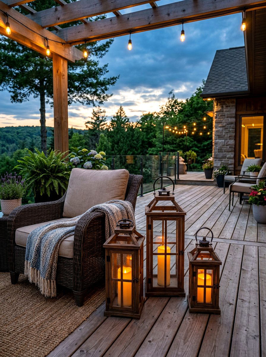 Outdoor Floor Lanterns - 25 Deck Spring Decor Ideas