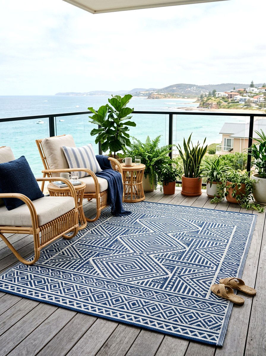 Outdoor Floor Rug - 25 Spring Balcony Decor Ideas