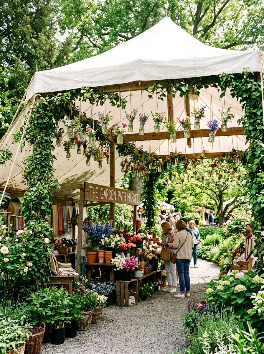 Outdoor Garden Market Canopy - 25 Spring Flower Market Ideas
