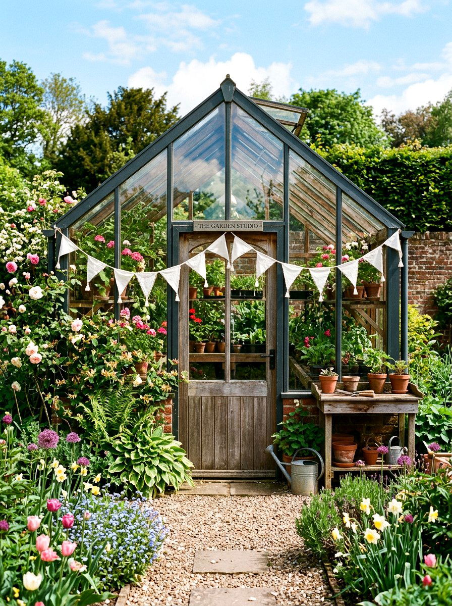 Outdoor Greenhouse Bunting - 25 Spring Fabric Bunting Ideas