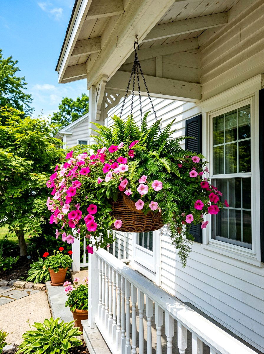 Outdoor Hanging Basket - 25 Front Porch Spring Decor Ideas