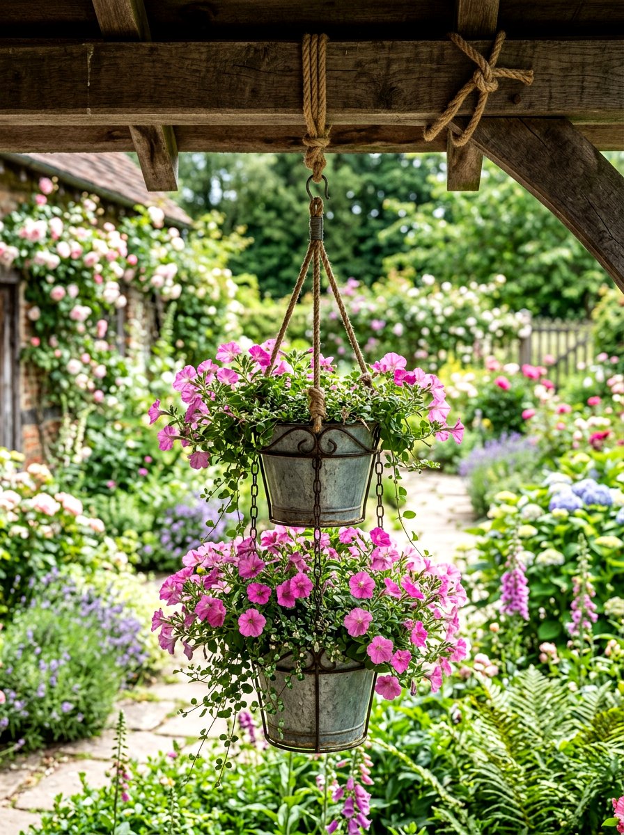 Outdoor Hanging Flower Basket - 25 Spring Galvanized Bucket Decor Ideas