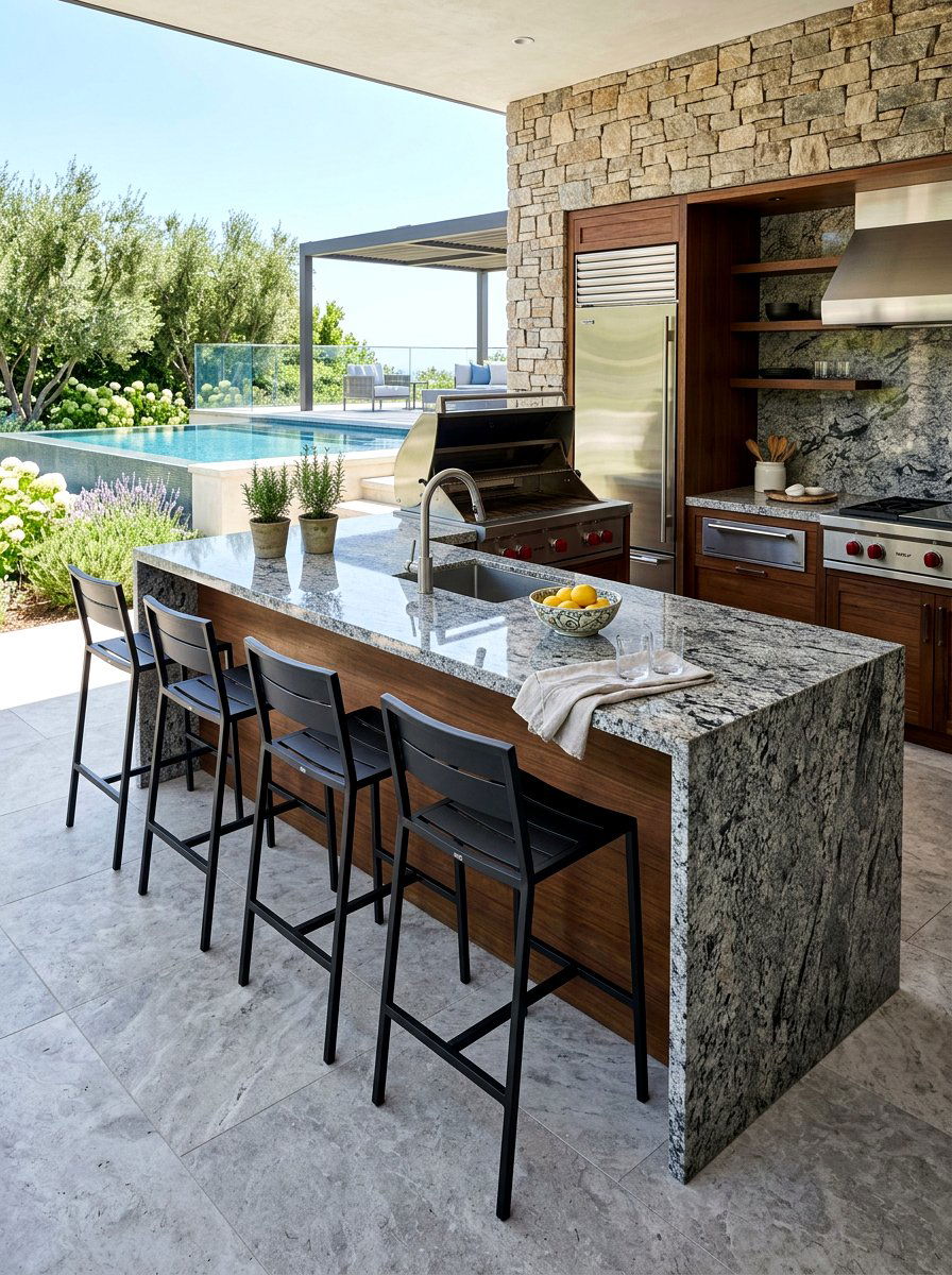 Outdoor Kitchen Bar Stools - 25 Backyard Patio Spring Decor Ideas