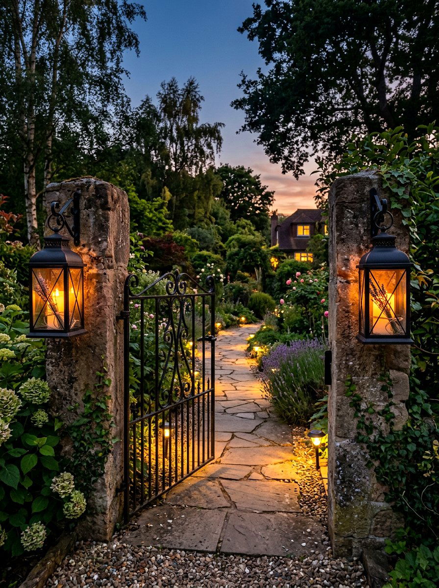 Outdoor Lantern Gate Lighting - 25 Spring Front Gate Decor Ideas