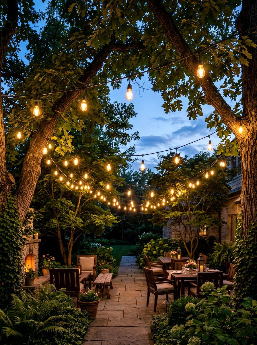 Outdoor Lighting Strings - 25 Spring Garden Party Ideas