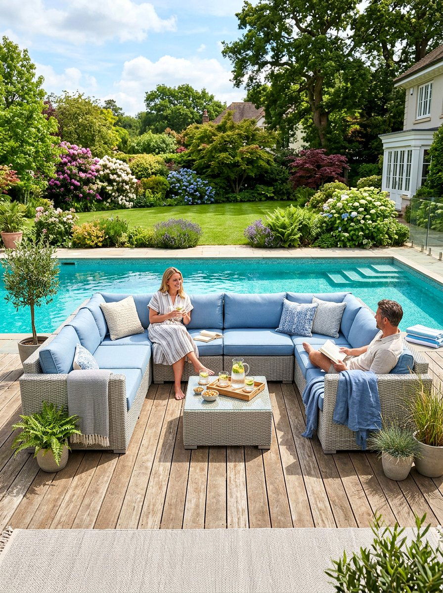 Outdoor Lounge Set - 25 Spring Poolside Decor Ideas
