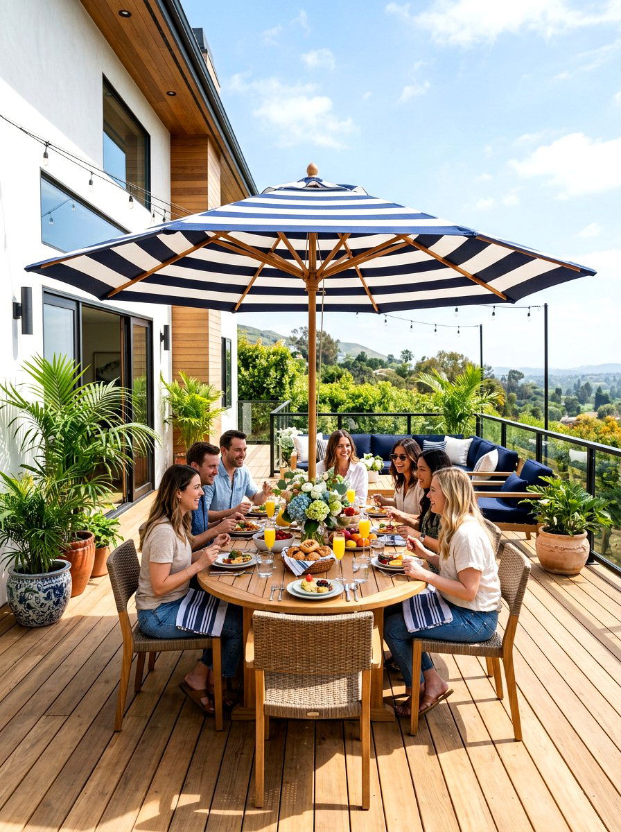 Outdoor Market Umbrella - 25 Deck Spring Decor Ideas
