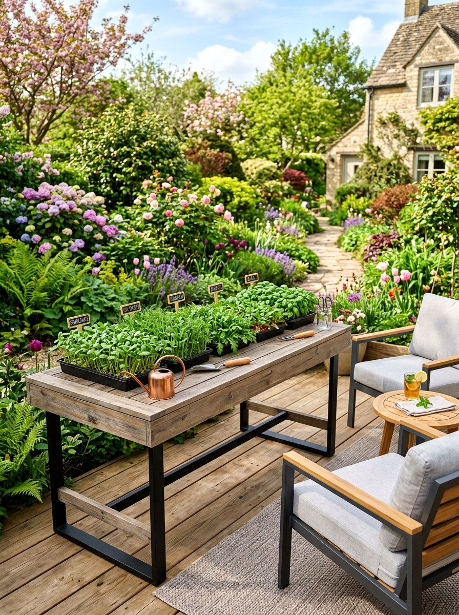 Outdoor Patio Microgreen Table - 25 Spring Microgreen Decor Ideas