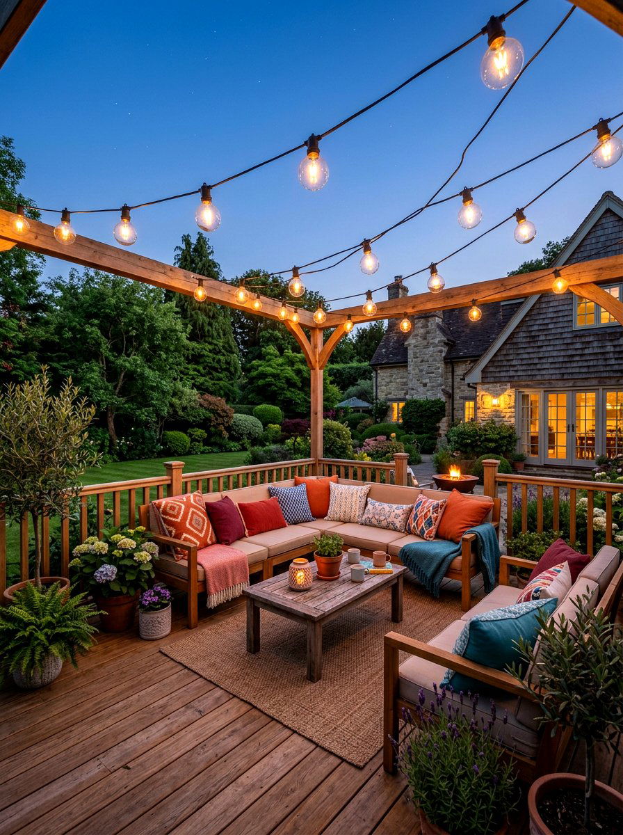 Outdoor Patio String Lights - 25 Spring Cinco de Mayo Decor Ideas