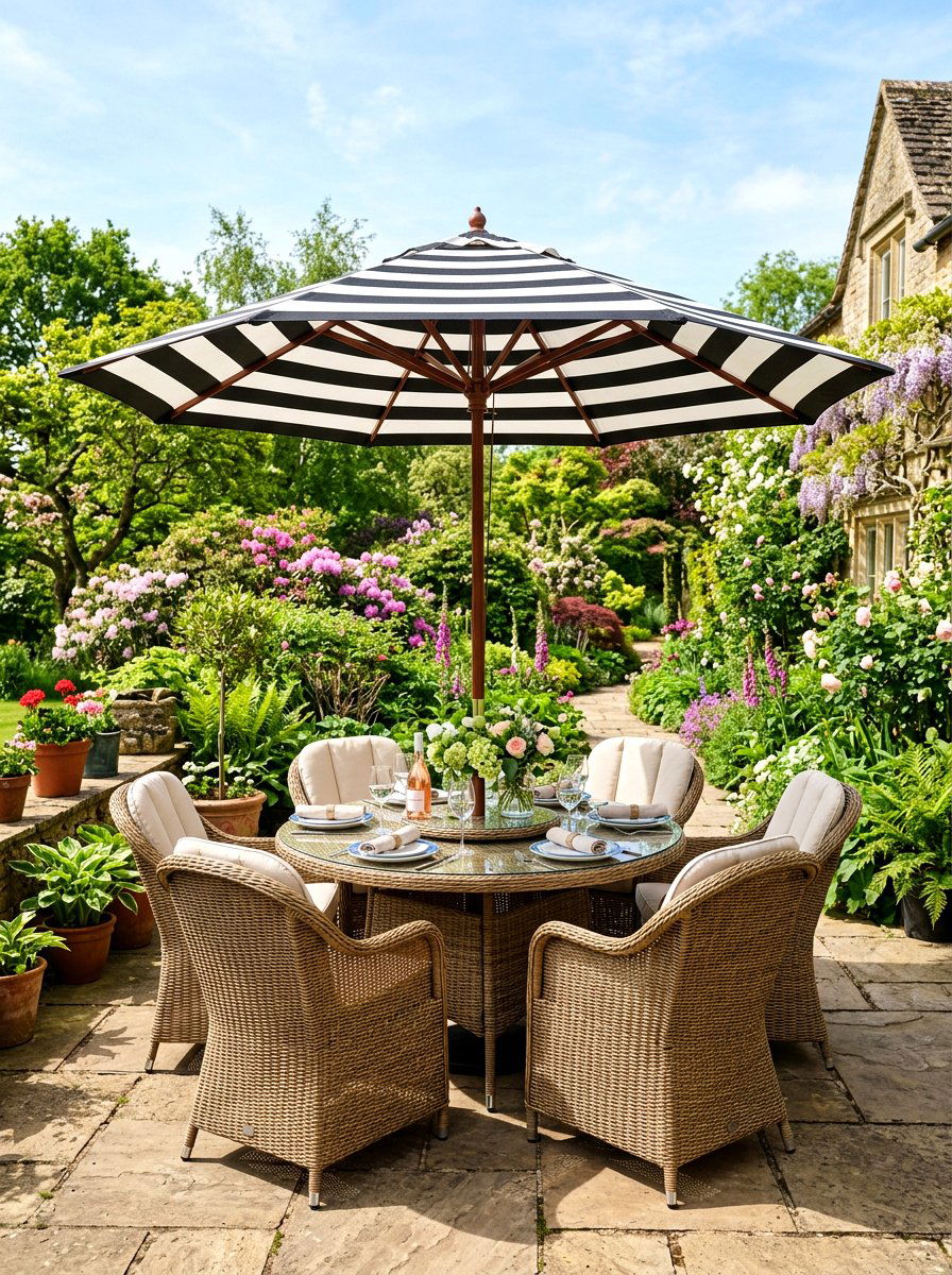 Outdoor Patio Striped Umbrella - 25 Spring Striped Decor Ideas