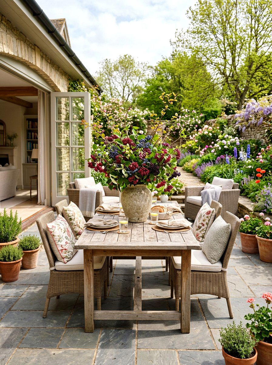 Outdoor Patio Table With Hardy Berries - 25 Spring Berry Branch Decor Ideas