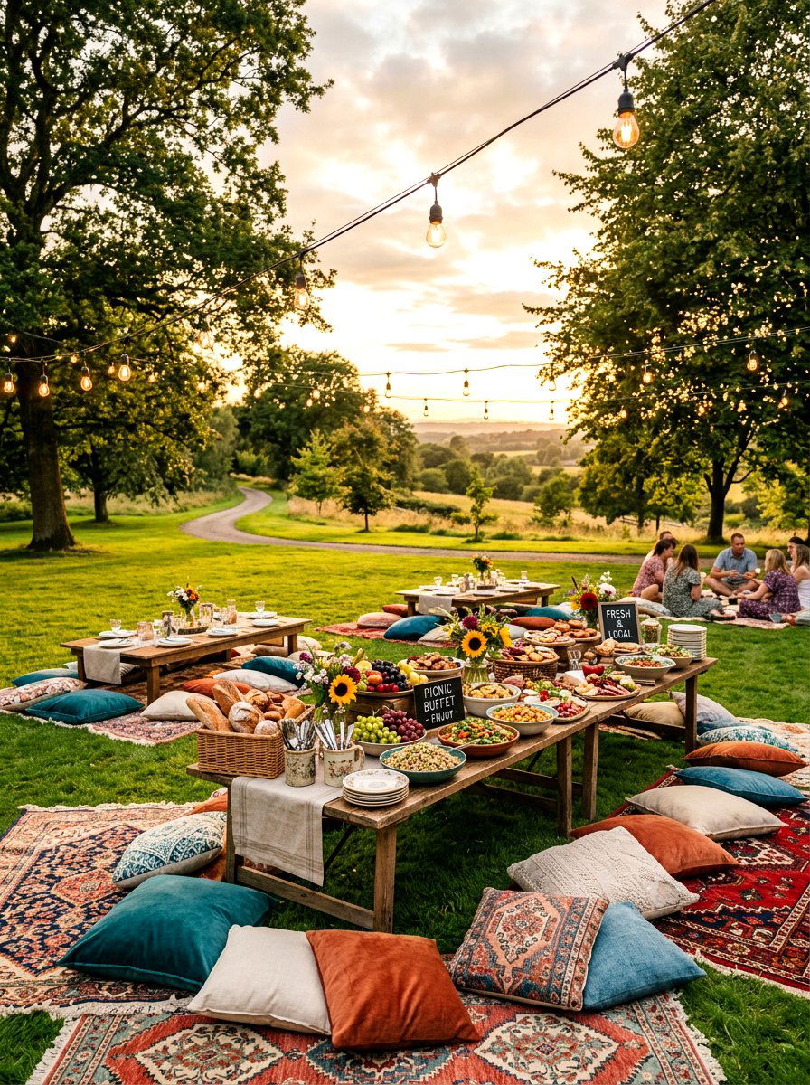 Outdoor Picnic Buffet - 25 Spring Sprinkle Party Decor Ideas