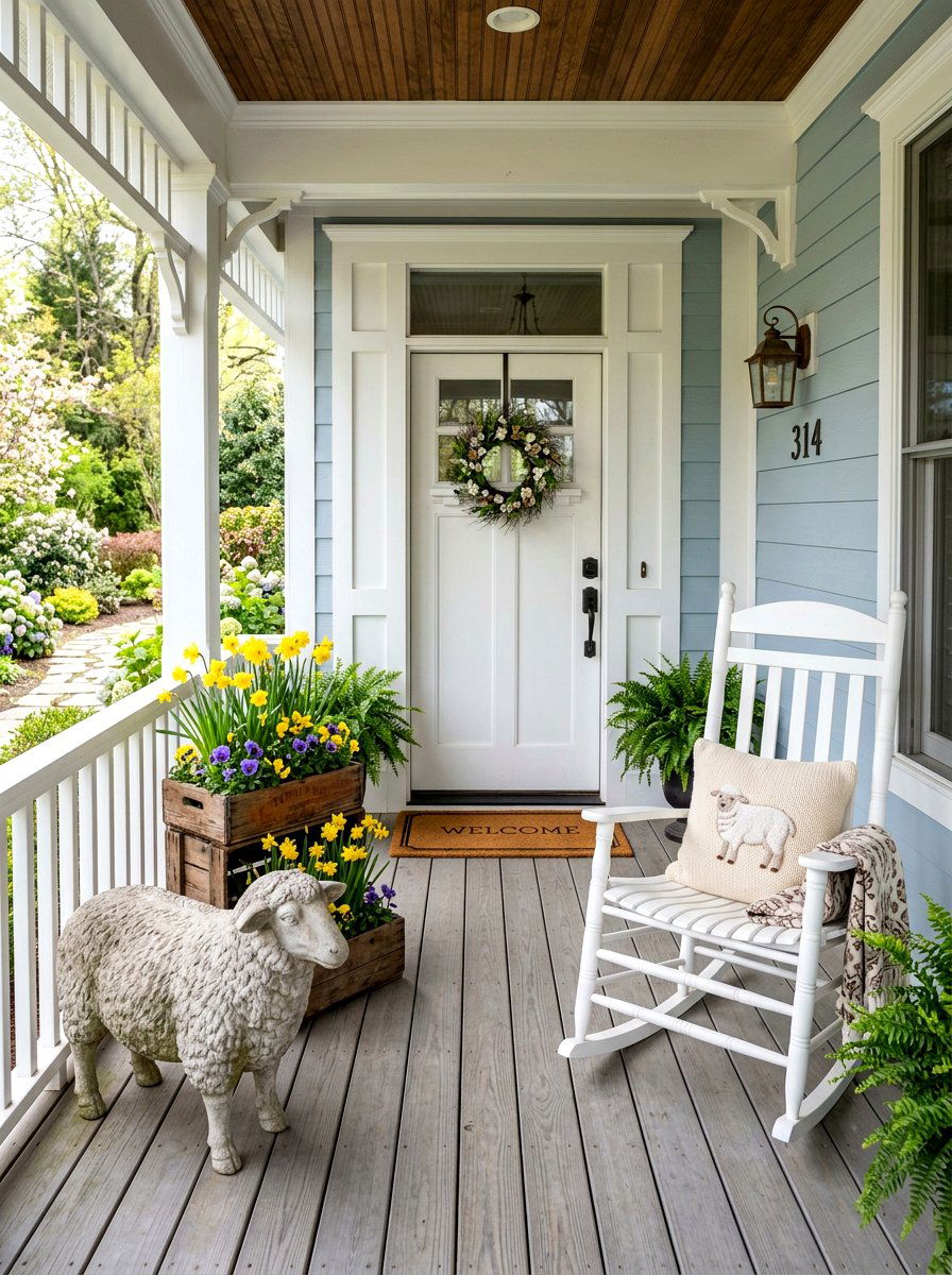 Outdoor Porch Display - 25 Spring Lamb Decor Ideas