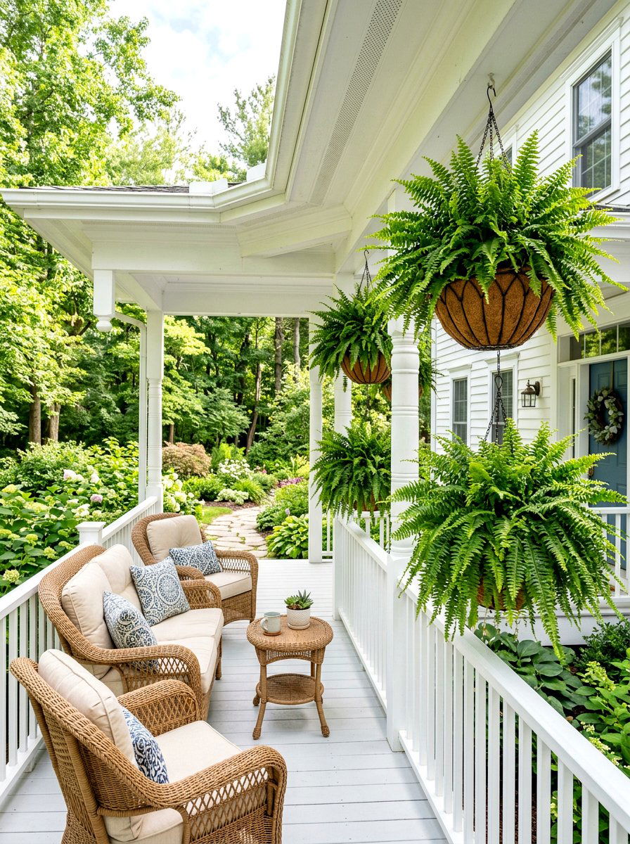Outdoor Porch Fern - 25 Spring Sprout Decor Ideas