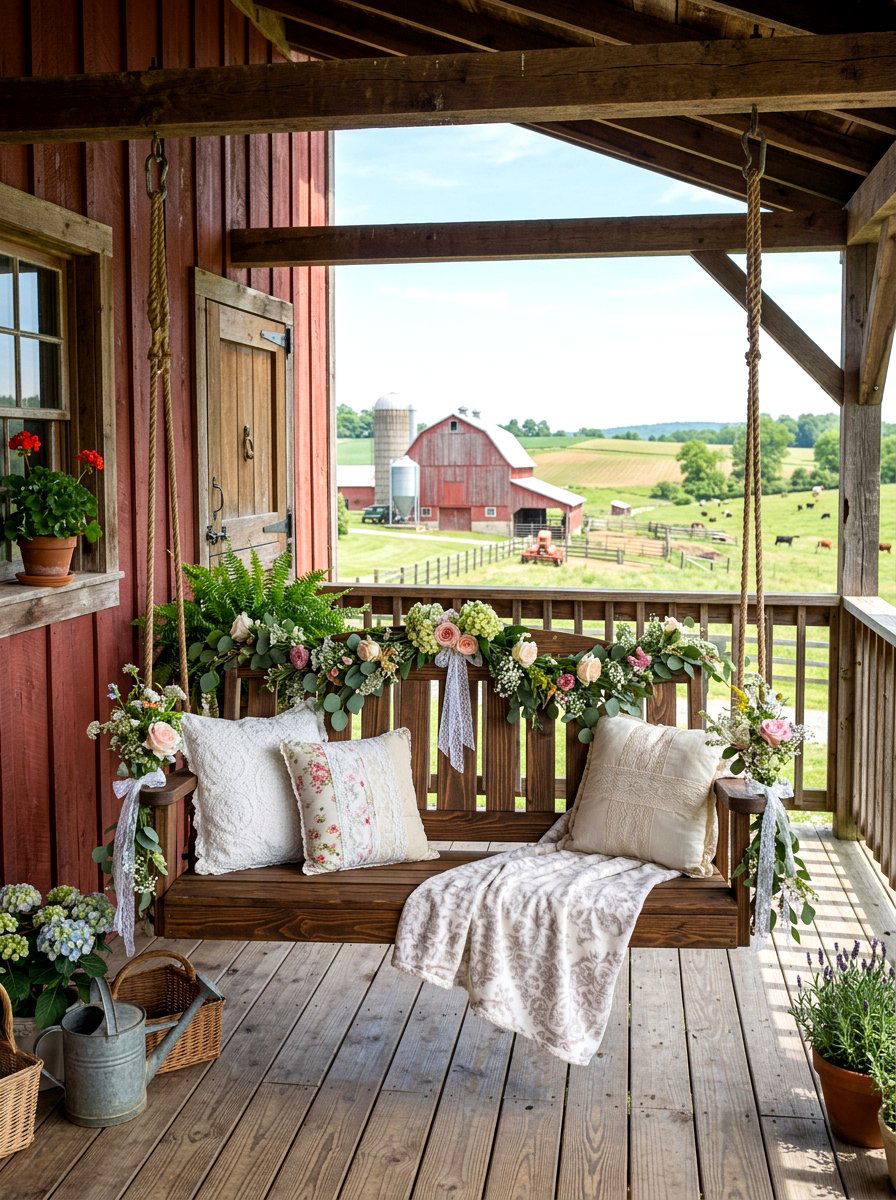 Outdoor Porch Swing - 25 Spring Barn Wedding Decor Ideas