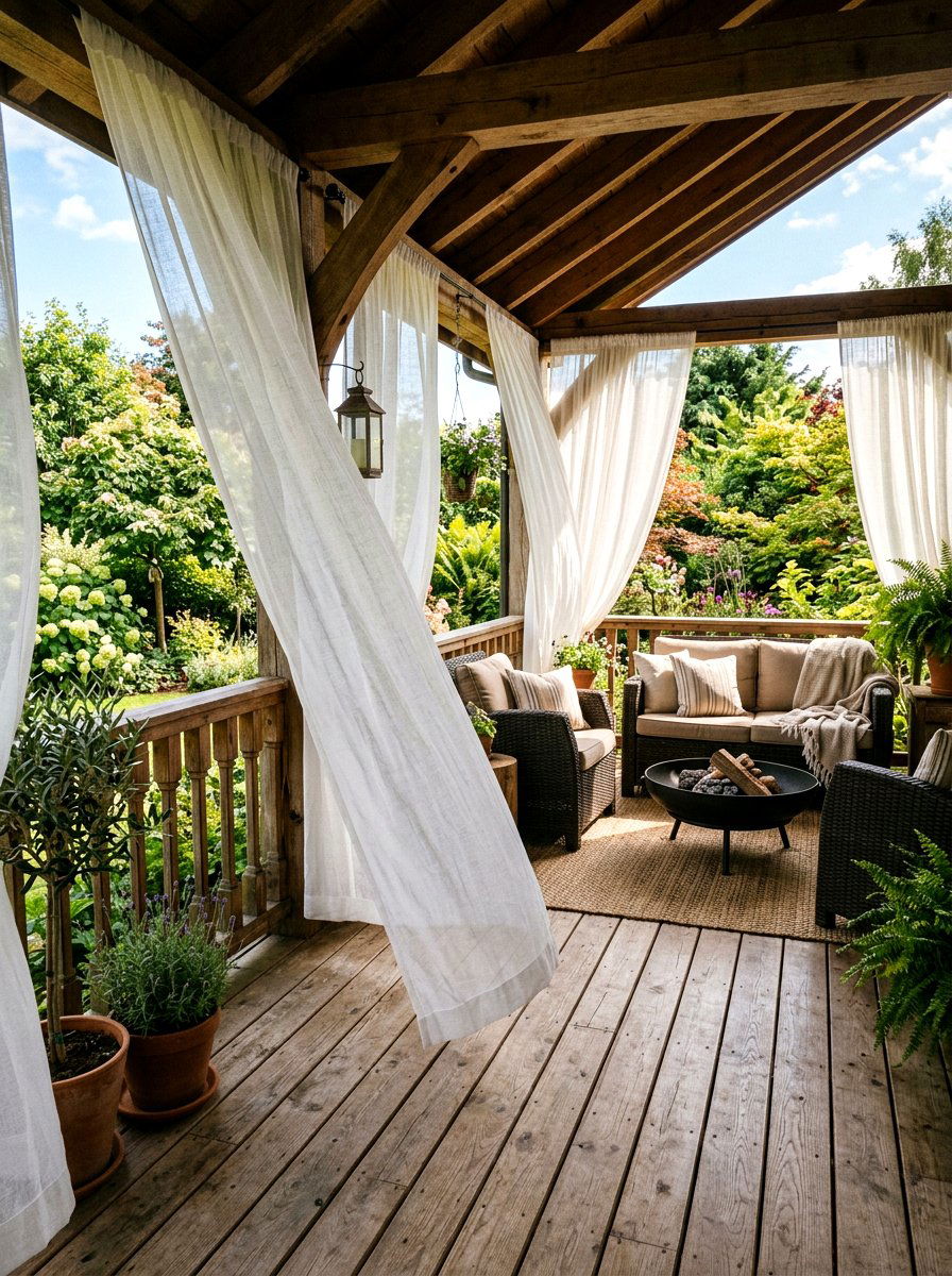 Outdoor Privacy Curtains - 25 Back Porch Spring Decor Ideas