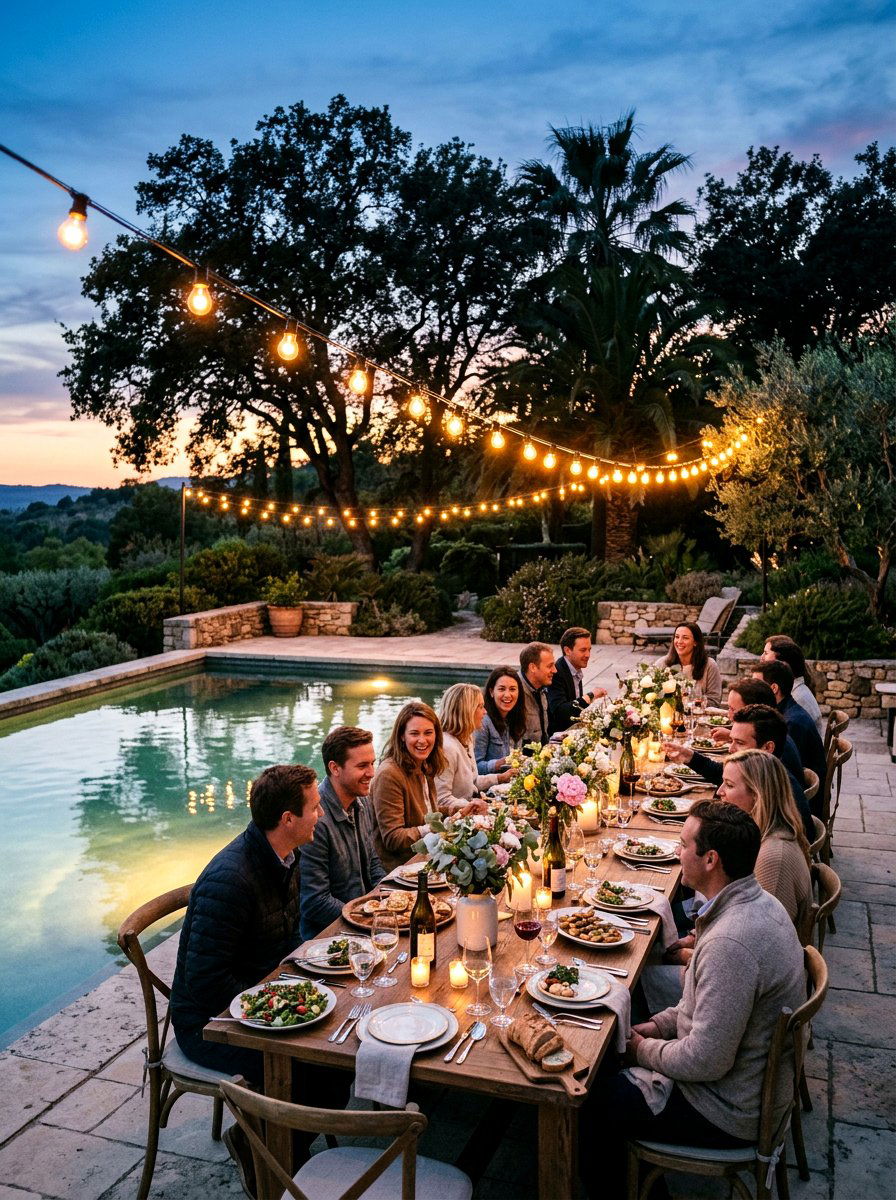 Outdoor String Light - 25 Spring Poolside Decor Ideas