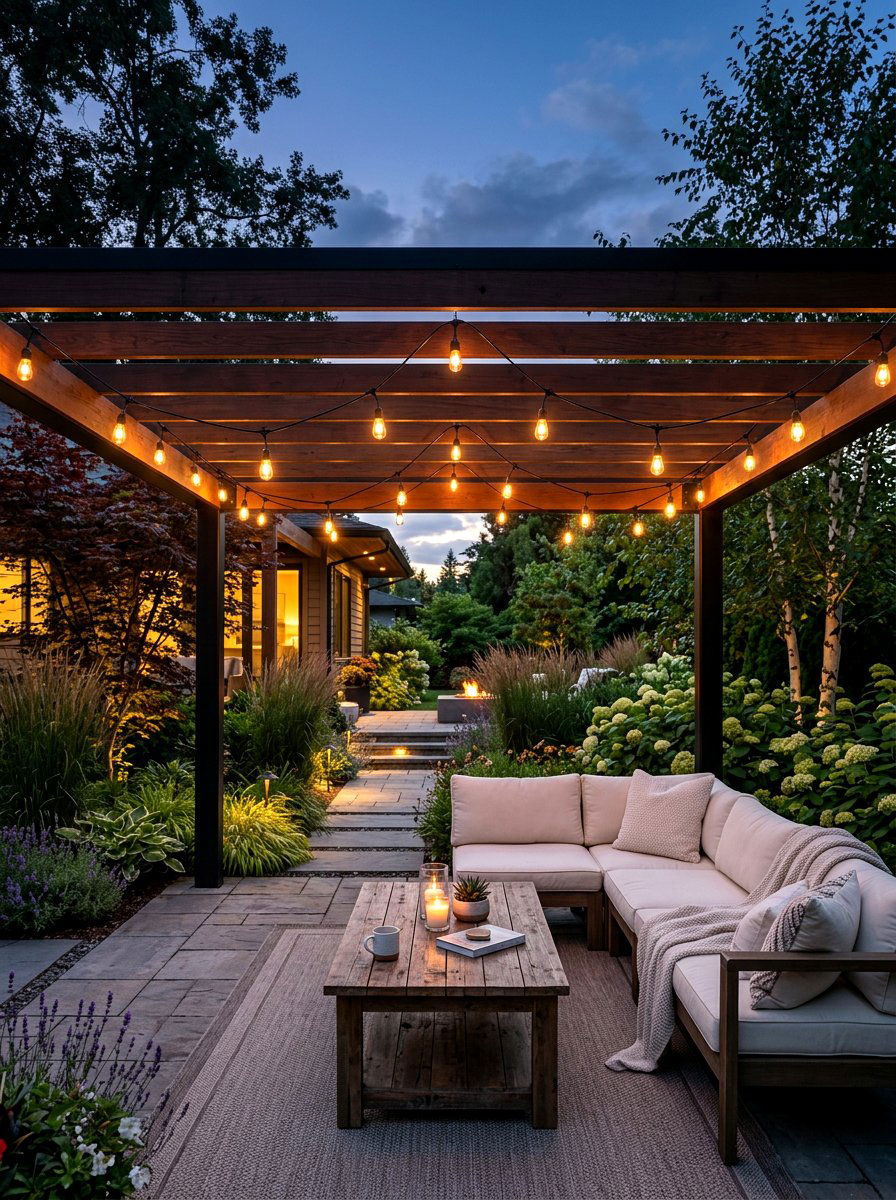Outdoor String Lights - 25 Spring Pergola Decor Ideas