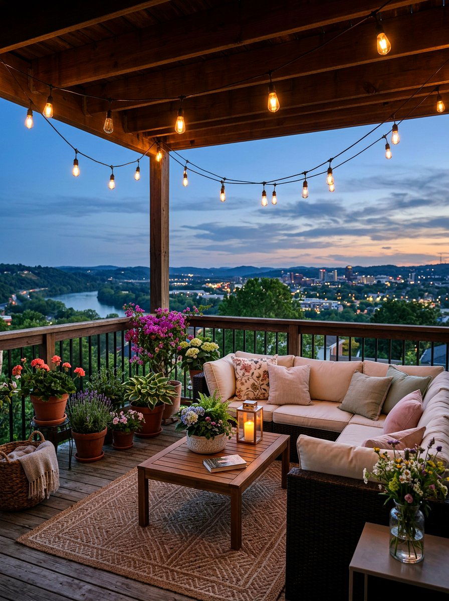Outdoor String Lights - 25 Balcony Spring Decor Ideas