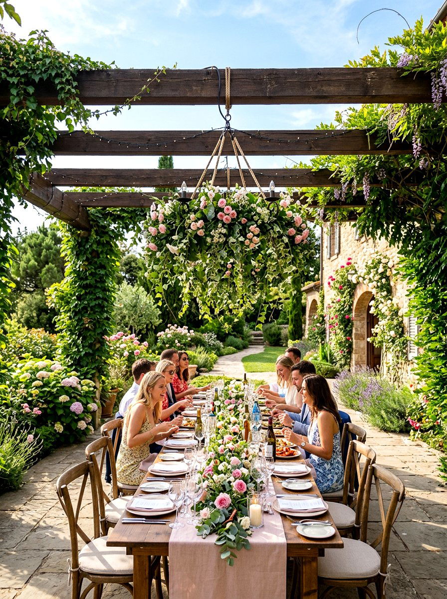 Outdoor Terrace Floral Chandelier - 25 Spring Flower Chandelier Ideas