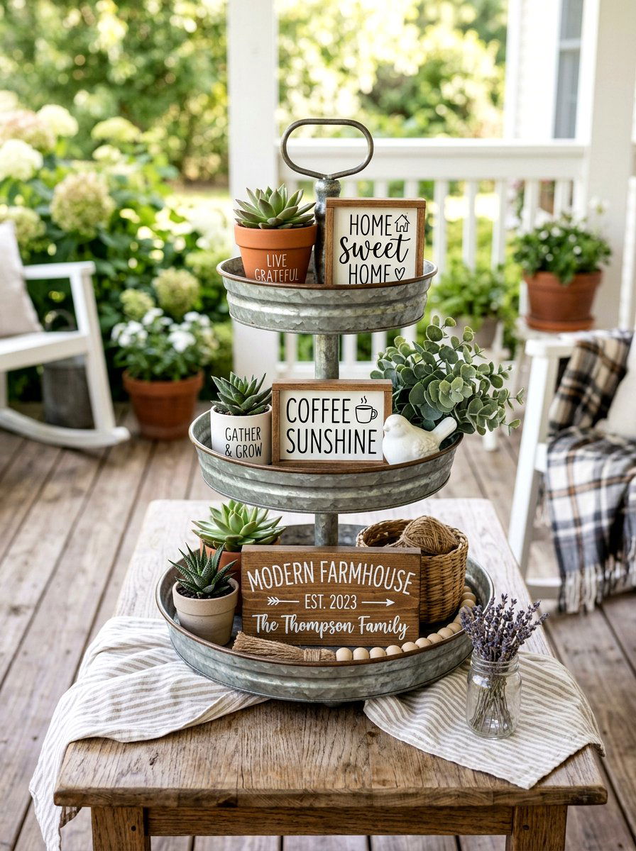 Outdoor Tiered Tray Sign - 25 Spring Outdoor Sign Ideas