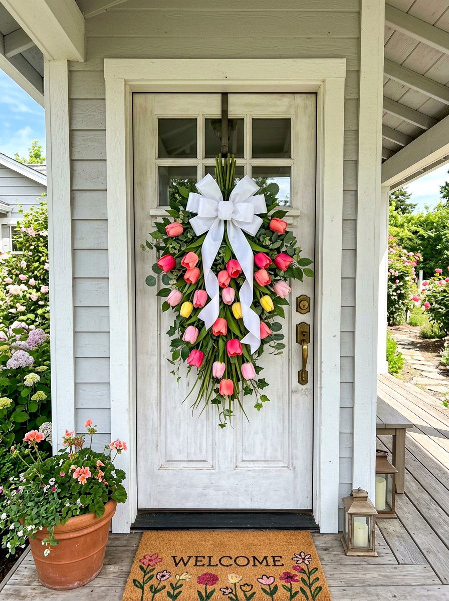 Outdoor Tulip Swag - 25 Spring Door Swag Arrangement Ideas