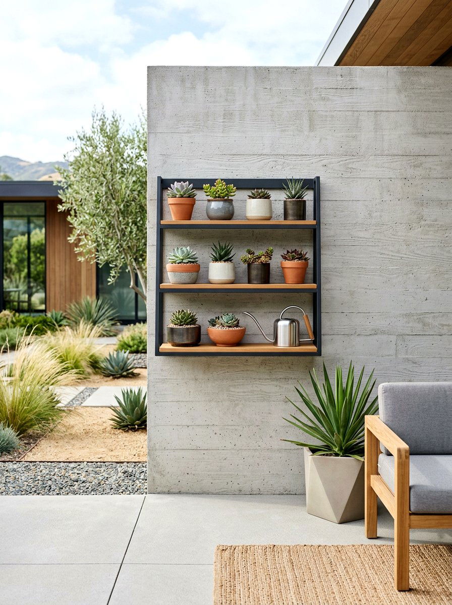 Outdoor Wall Shelf - 25 Spring Outdoor Wall Decor Ideas