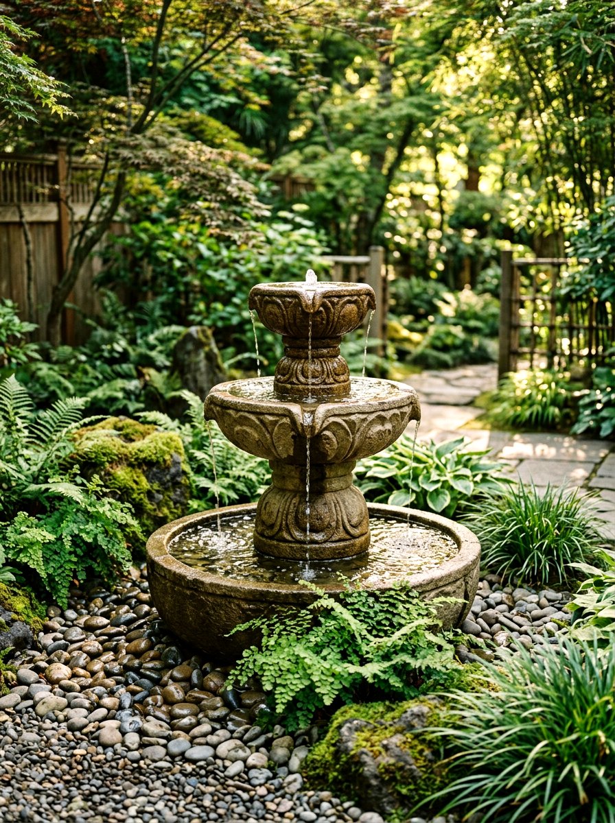 Outdoor Water Fountain - 25 Spring Garden Decor Ideas