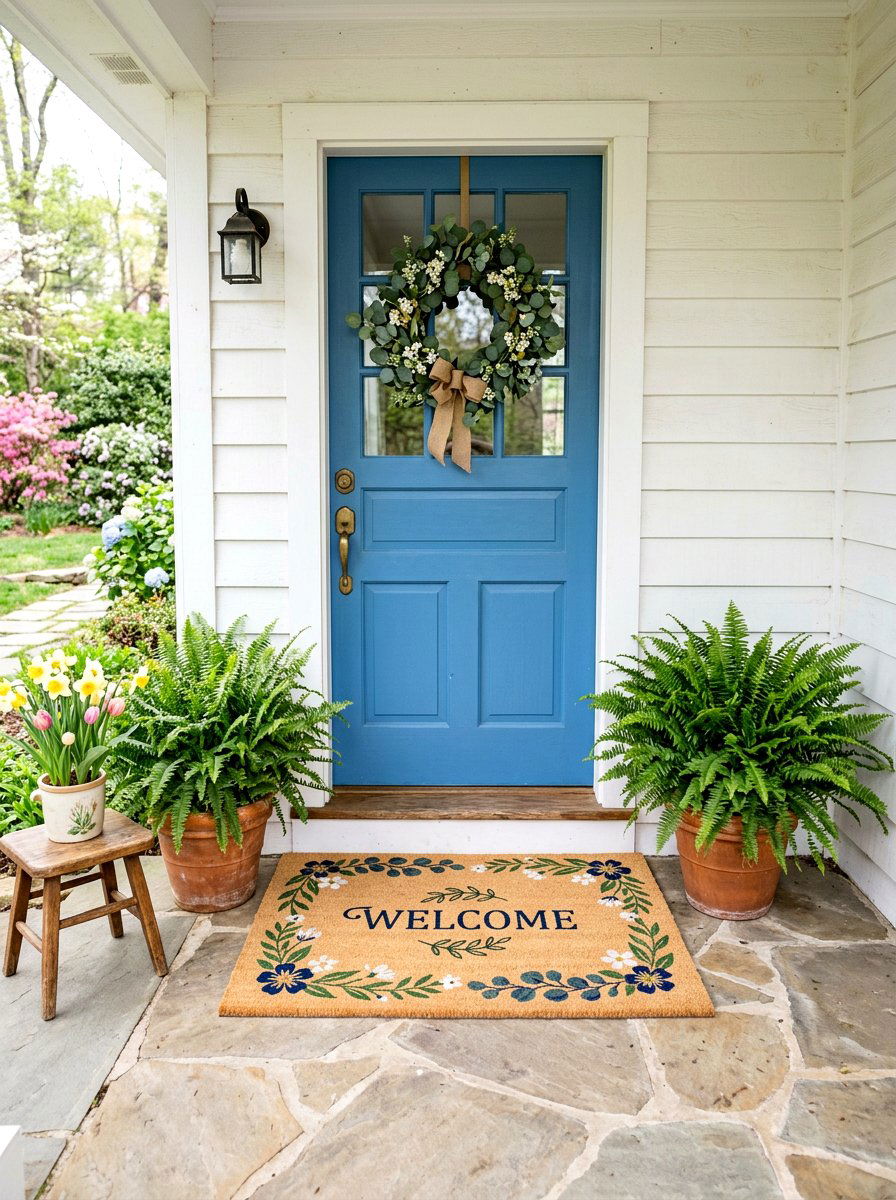 Outdoor Welcome Mat - 25 Spring Thrift Flip Decor Ideas
