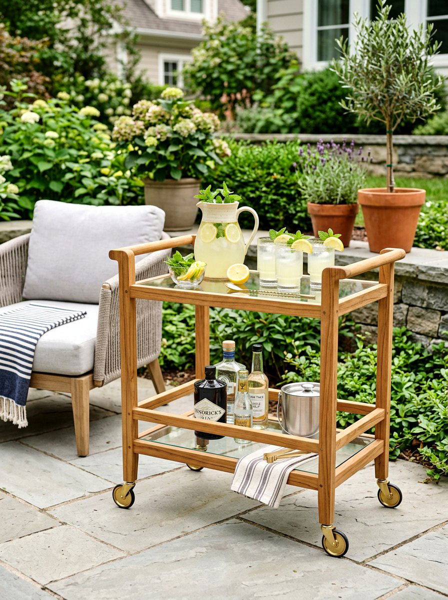 Outdoor bar cart - 25 Spring Outdoor Kitchen Decor Ideas