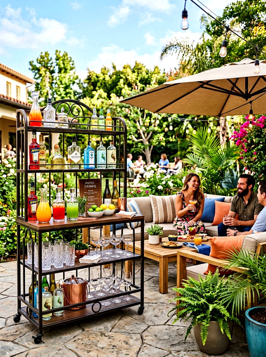 Outdoor bar cart - 25 Patio Spring Decor Ideas