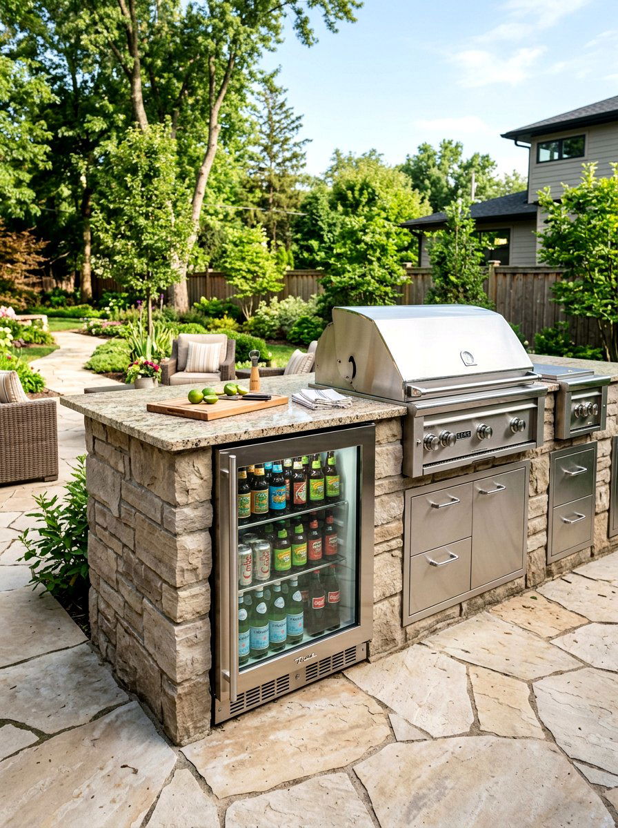 Outdoor beverage cooler - 25 Spring Outdoor Kitchen Decor Ideas