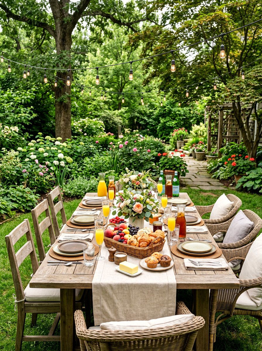 Outdoor brunch picnic table - 25 Spring Place Setting Ideas