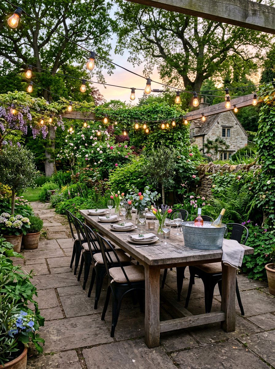 Outdoor dining area setup - 25 Spring Modern Farmhouse Decor Ideas