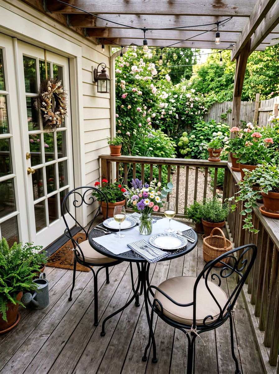 Outdoor dining bistro set - 25 Spring Back Porch Decor Ideas