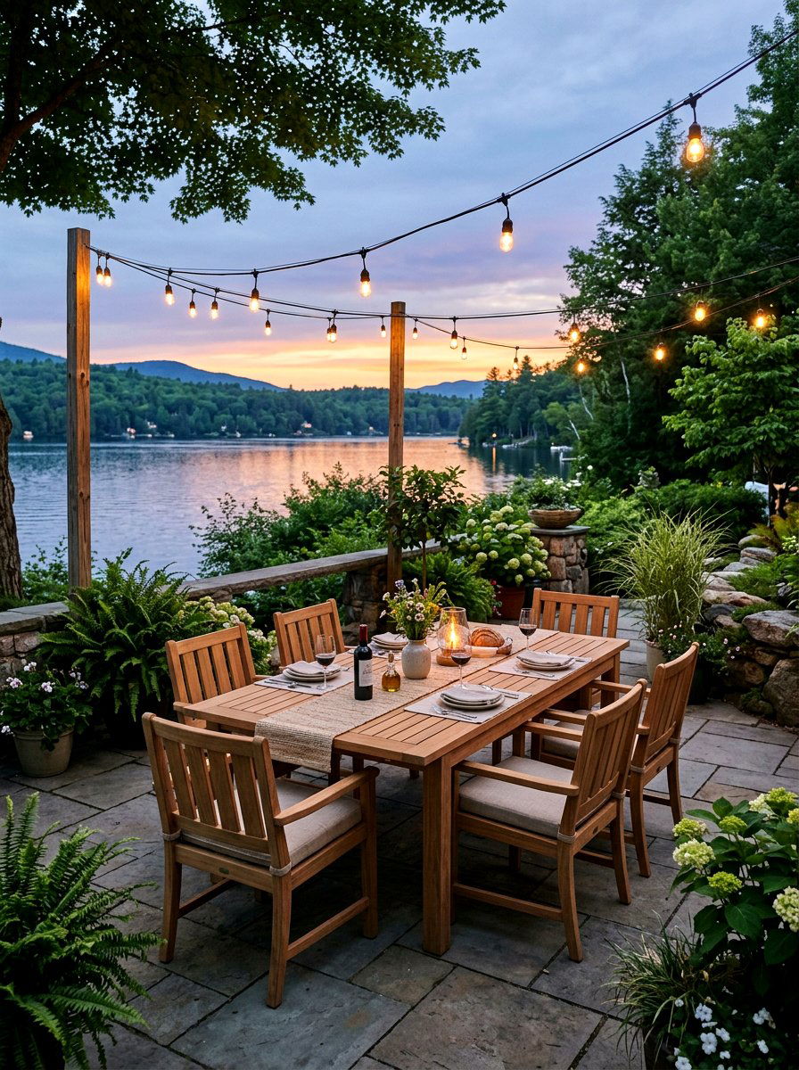 Outdoor dining set - 25 Spring Lake House Decor Ideas