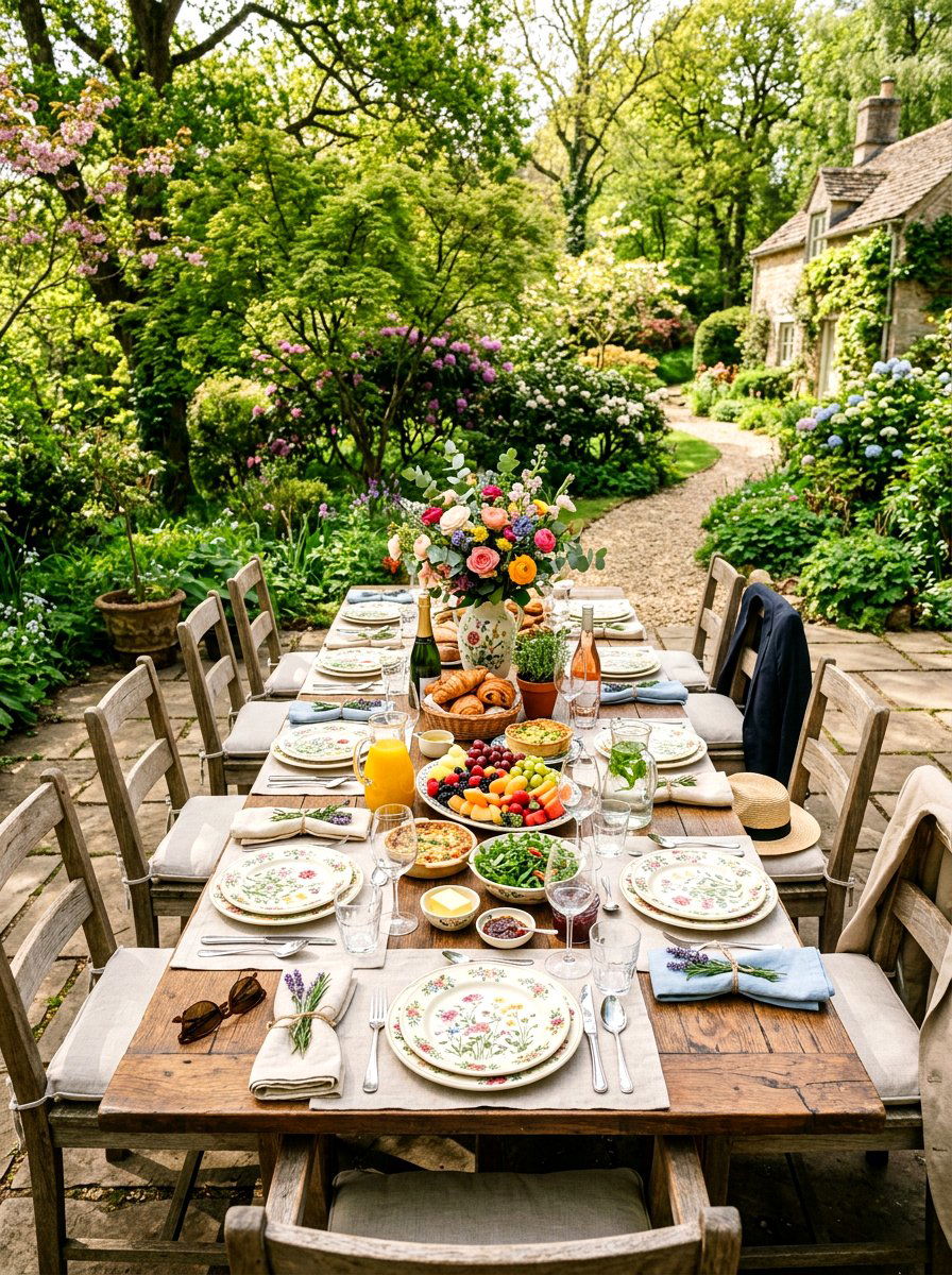 Outdoor dining table - 25 Patio Spring Decor Ideas