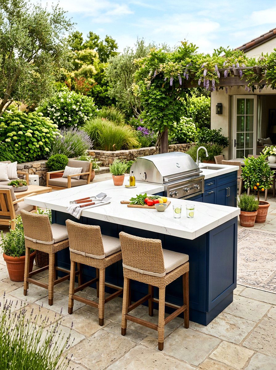 Outdoor kitchen island - 25 Spring Outdoor Kitchen Decor Ideas