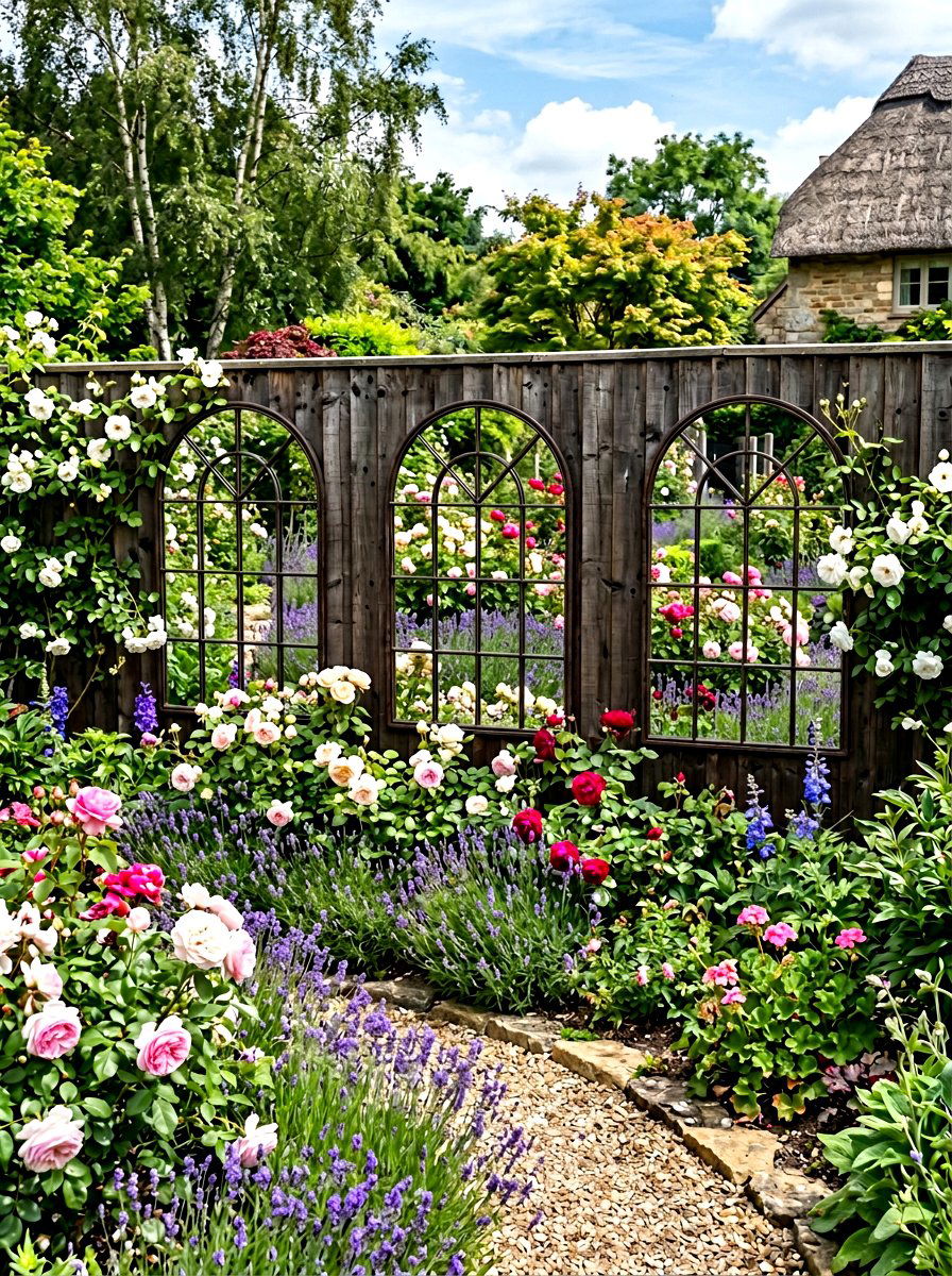 Outdoor mirror placement - 25 Spring Garden Fence Decor Ideas