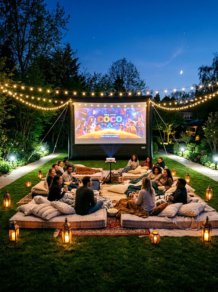 Outdoor movie night - 25 Spring Birthday Party Decor Ideas