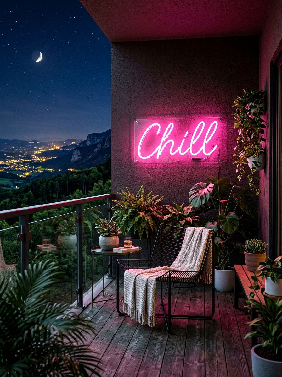 Outdoor neon sign - 25 Spring Balcony Wall Decor Ideas