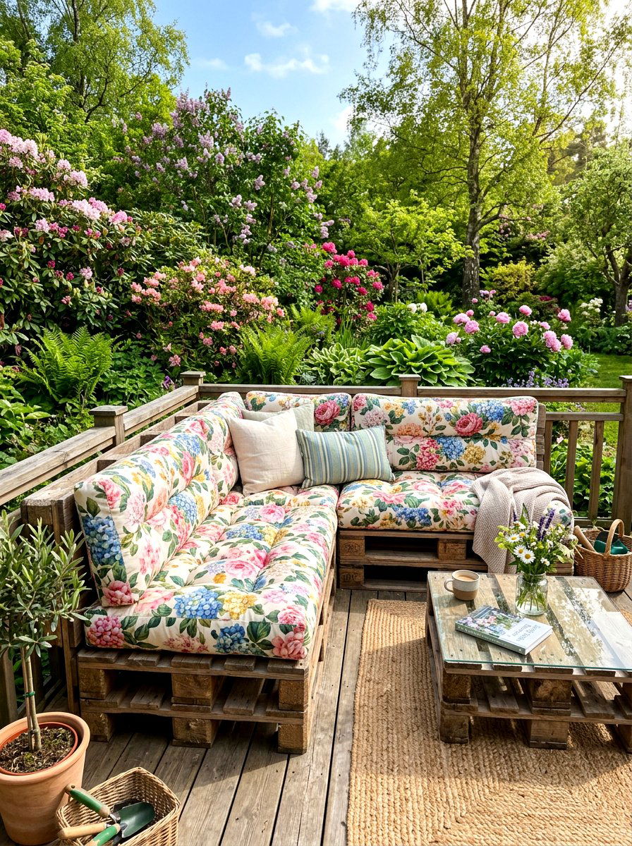 Outdoor pallet sofa - 25 Spring Recycled Decor Ideas