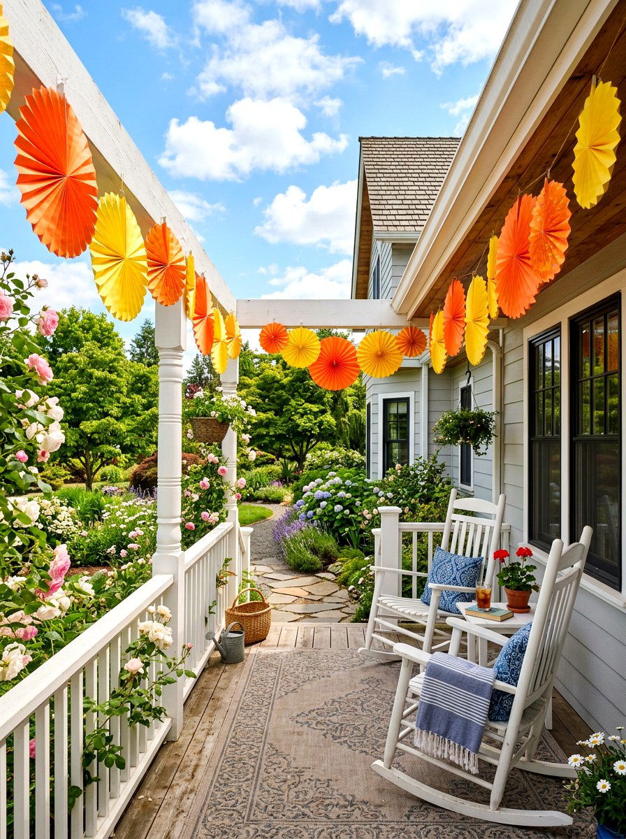 Outdoor porch paper fan - 25 Spring Paper Fan Decor Ideas