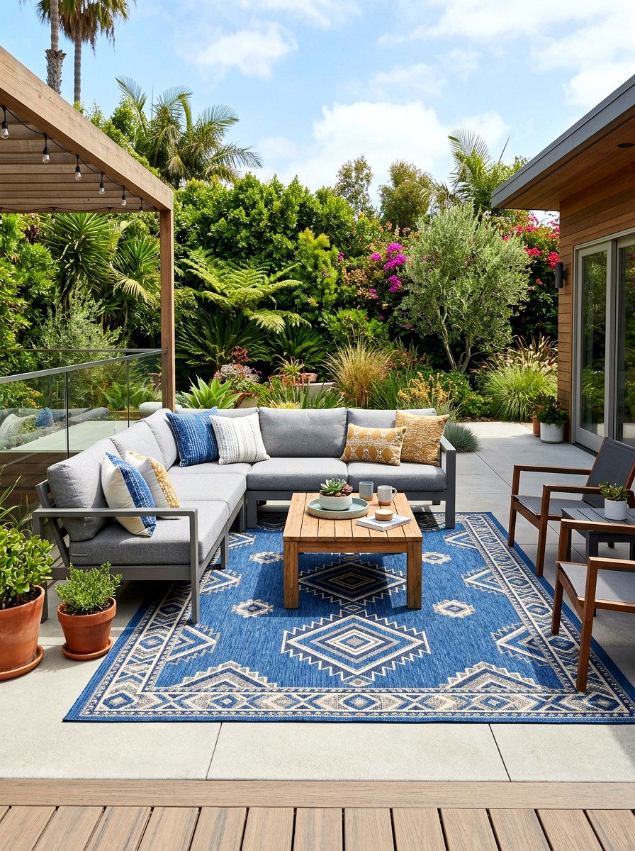 Outdoor rug - 25 Patio Spring Decor Ideas