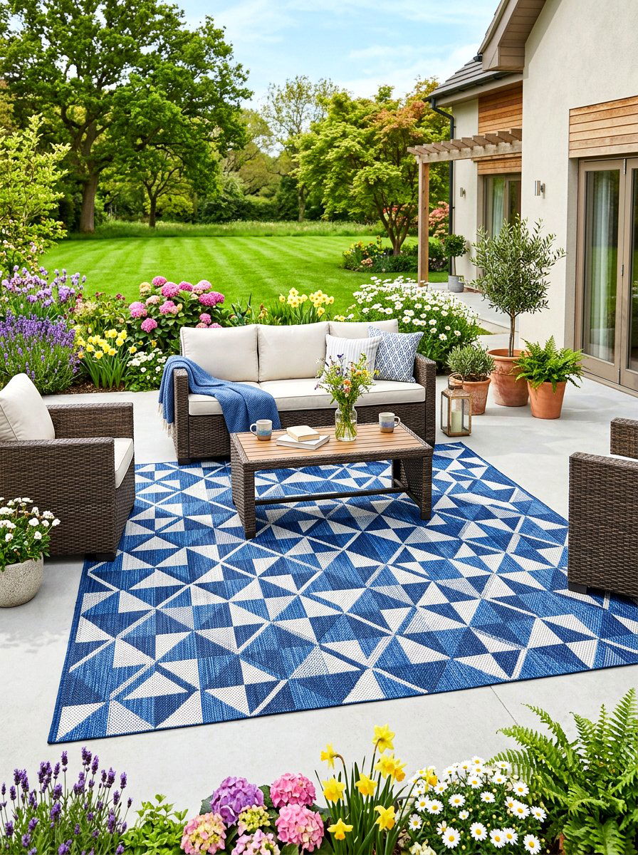 Outdoor rug for patio - 25 Backyard Spring Decor Ideas