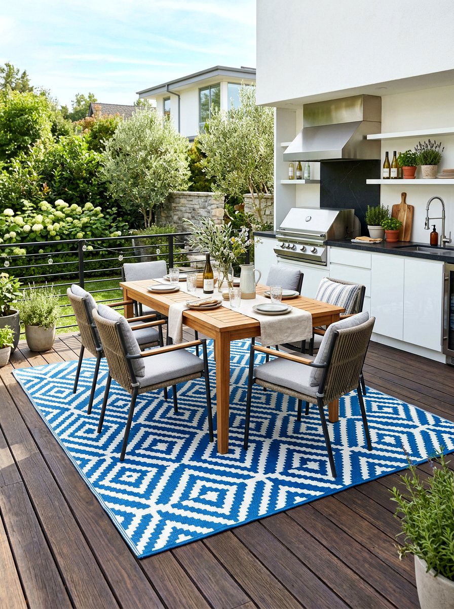 Outdoor rug for patio - 25 Spring Outdoor Kitchen Decor Ideas