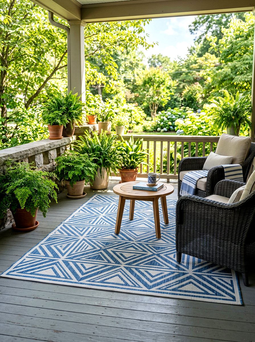 Outdoor rug - 25 Outdoor Spring Decor Ideas for Front Porch