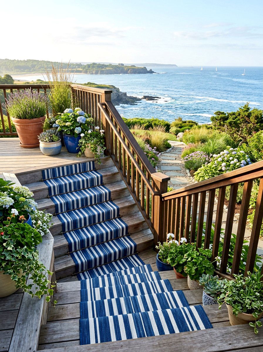 Outdoor stair runners - 25 Spring Deck Staircase Decor Ideas