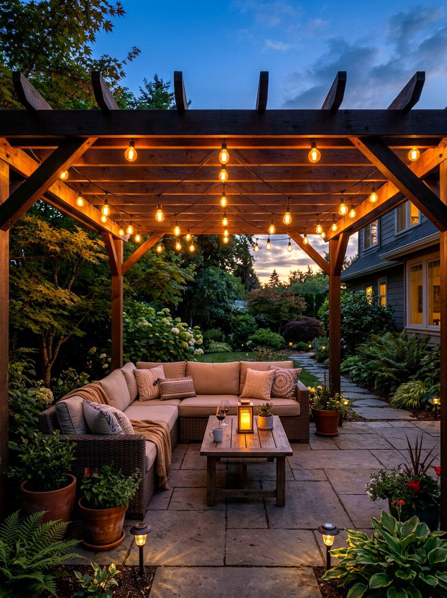 Outdoor string lights - 25 Garden Spring Decor Ideas