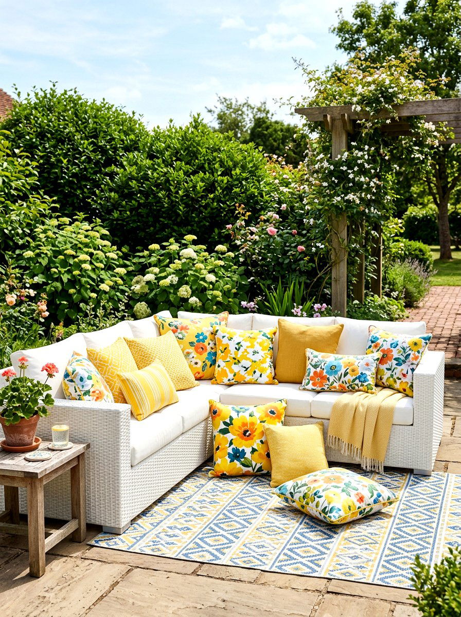 Outdoor throw pillow - 25 Backyard Spring Decor Ideas